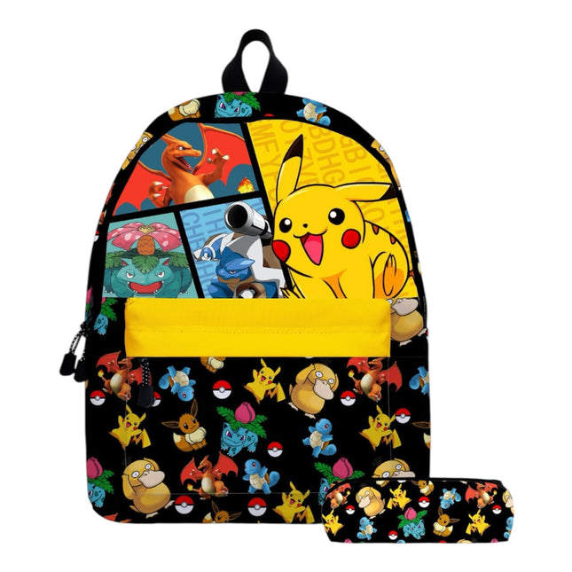 Pokémon Cartoon School Backpack Set – 2PCS (Backpack + Pencil Case)